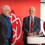 Frans Timmermans, kandidat att ta över som EU-kommissionens ordförande, tillsammans med Hans Dahlgren och Heléne Fritzons, S-toppnamn i EU-valet.