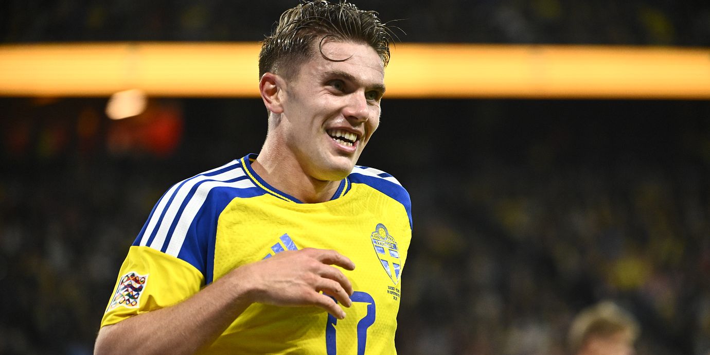 Sveriges Viktor Gyökeres under måndagens match mot polen.