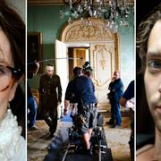 Suzanne Reuter, inspelning av tv-serien Downton Abbey på slottet Highclere Castle och Adam Lundgren.