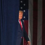Trump i samband med talet.