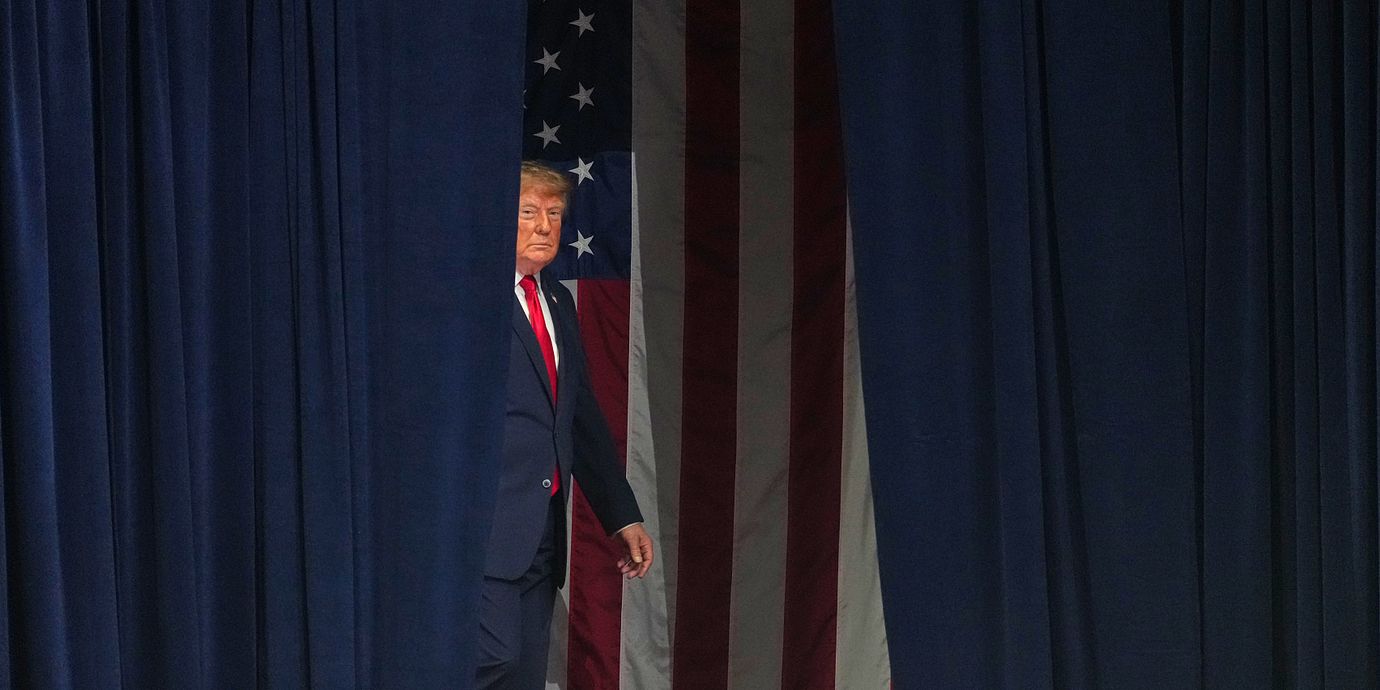 Trump i samband med talet.