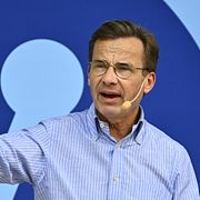 Statsminister Ulf Kristersson håller tal i Strängnäs.