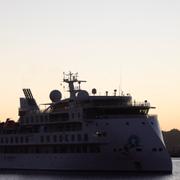 Ett kryssningsfartyg. Genrebild.