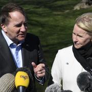 Stefan Löfven och Margot Wallström efter FN-mötet. 