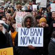 Protester i Cincinnati den 30 januari, mot Donald Trumps inreseförbud.