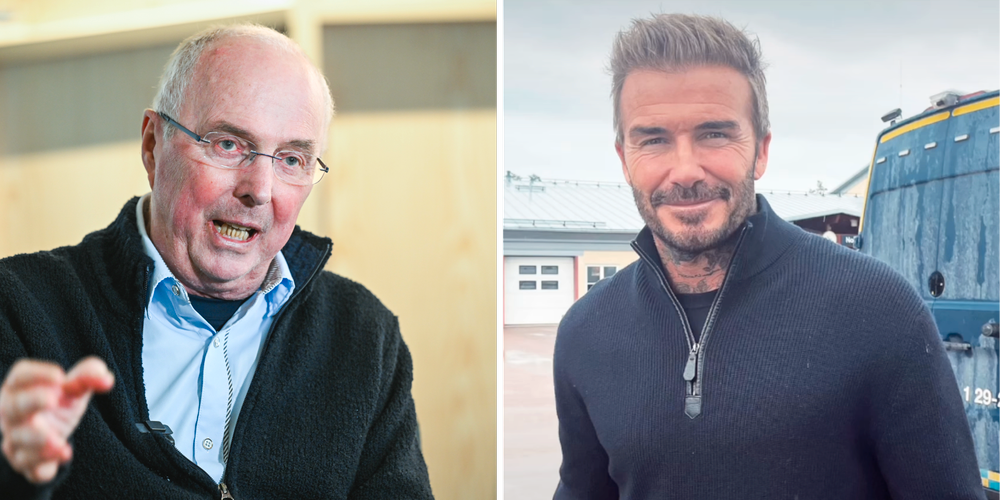 Sven-Göran Eriksson/ David Beckham på flygplatsen i Karlstad.  