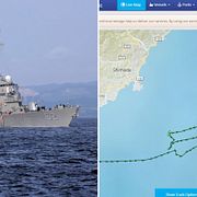  Jagaren USS Fitzgerald efter krocken/Färdvägen för containerfartyget 