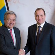 Guterres och statsminister Stefan Löfven i Stockholm i februari 2015.