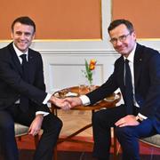 Statsminister Ulf Kristersson tar emot Frankrikes president Emmanuel Macron.