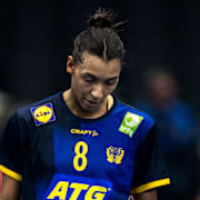  Jamina Roberts  under matchen mot Norge, tidigare i veckan. 