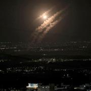 Iran launched ballistic missiles into Israel on Tuesday. Above, a photo taken from Hebron today shows projectiles above Ashdod.