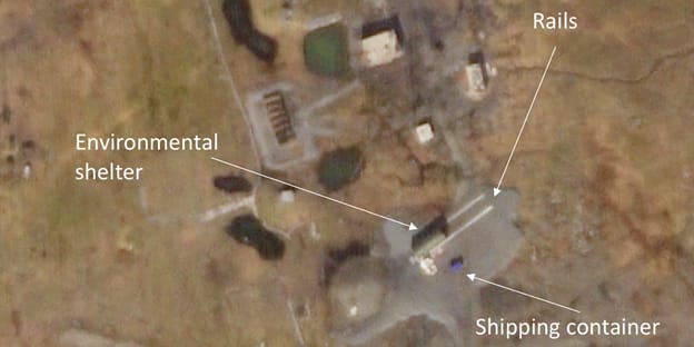 Satellitbild från Pankovo 2018, uppskjutningsplatsen för burevestnik. Wikimedia