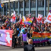 Demonstranter i Magdeburg.