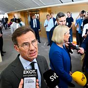 Ulf Kristersson (M) och Magdalena Andersson (S) i vintras.