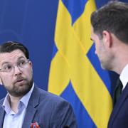 Jimmie Åkesson (SD) och Johan Forssell (M). Arkivbild från 2023. 