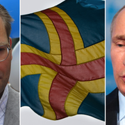 Finlands försvarsminister Jussi Niinistö till vänster. Rysslands president Vladimir Putin till höger.