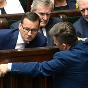 Polens premiärminister Mateusz Morawiecki i parlamentet på onsdagen.