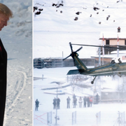 Trumps helikopter landar i Davos.