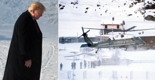 Trumps helikopter landar i Davos. TT