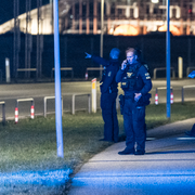 Zelenskyj/Polisinsats på Kastrups flygplats på måndagskvällen.