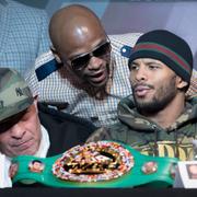 Floyd Mayweather JR i mitten, Badou Jack till höger.