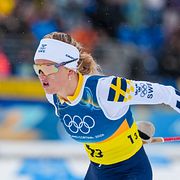 Skidstjärnan Frida Karlsson under förra vinterns OS.