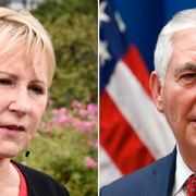 Utrikesminster Margot Wallström (S) och hennes amerikanske kollega Rex Tillerson.