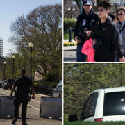 Besökare utanför kongressbyggnaden på tisdagen leds bort av polis/säkerhetspoliser vid Capitolium