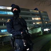 Polis på plats i samband med detonationen