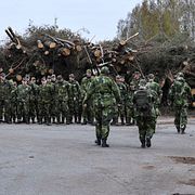 Hemvärnet samlade i Hästveda med anledning av en brand. Arkivbild.