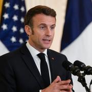 Emmanuel Macron under sitt besök i Vita huset förra veckan.  Susan Walsh / AP