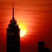 Torre Latinoamericana i Mexico City. Arkivbild.