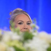 Karoline Leavitt på Vita husets korrespondentmiddag i slutet av juli.
