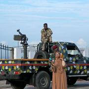 Soldater på patrull i centrala Mogadishu i Somalia. Arkivbild. 