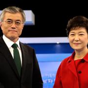 Moon Jae-in och Park Geun-hye.