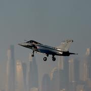 Ett Rafale-plan på Dubai Air Show 2023. 