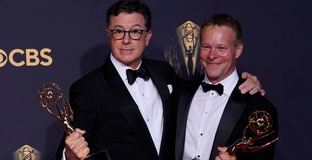 Chris Licht till höger. Här tillsammans med tv-profilen Stephen Colbert. Chris Pizzello / AP