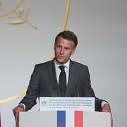 Emmanuel Macron under ett tal förra veckan.