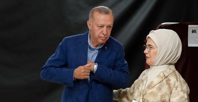 President Recep Tayyip Erdogan med frun Emine. Murad Sezer / AP