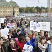 Bild från en skolstrejk för klimatet tidigare i september i Stockholm. Arkivbild.