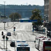 Trafik på Långholmsgatan vid Hornstull mot Liljeholmsbron.