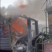 Bild som påstås visa förödelsen efter attacken.