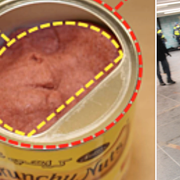 T.v: Bild på den nötburk där den åtalade 19-åringen förvarade sprängmedlet. 
