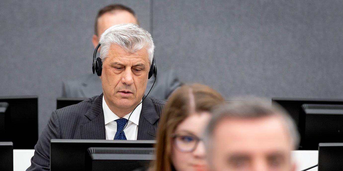 Hashim Thaci under rättegången.