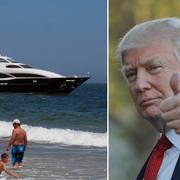 Människor på lyxyacht. Donald Trump. Arkivbilder.