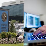 NSA:s högkvarter i Fort Meade, Maryland. Illustration av hackare.