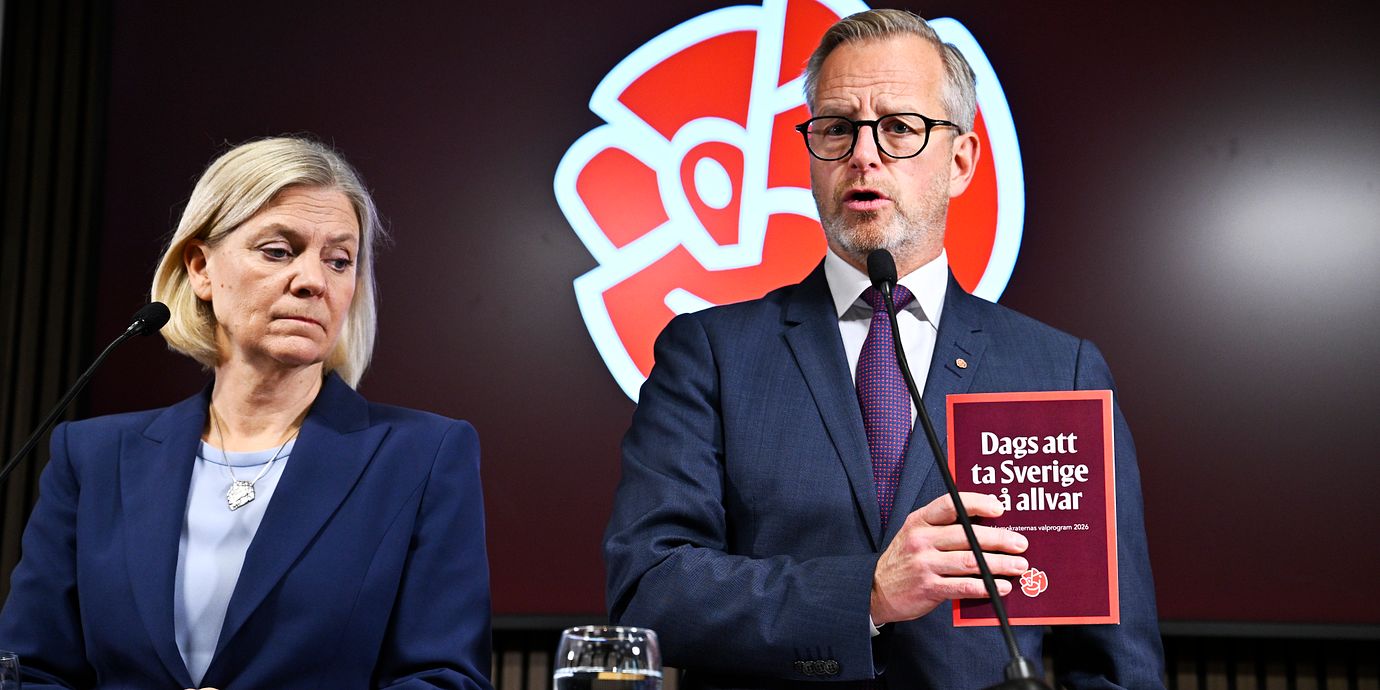 
Illustrationsbild av Socialdemokraternas partiledare Magdalena Andersson och ekonomisk-politiske talespersonen Mikael Damberg i samband med att partiets valmanifest presenterades.
