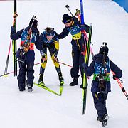 Svenska laget vid målgången. 