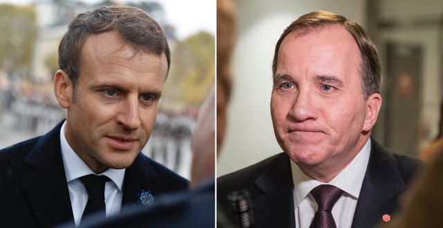  Emmanuel Macron och Stefan Löfven.  TT