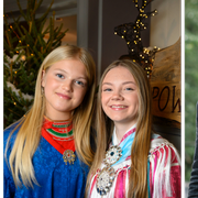 Palm, Hedvig Åhrén och Ellá Márge Nutti från årets julkalender, Arpi. 